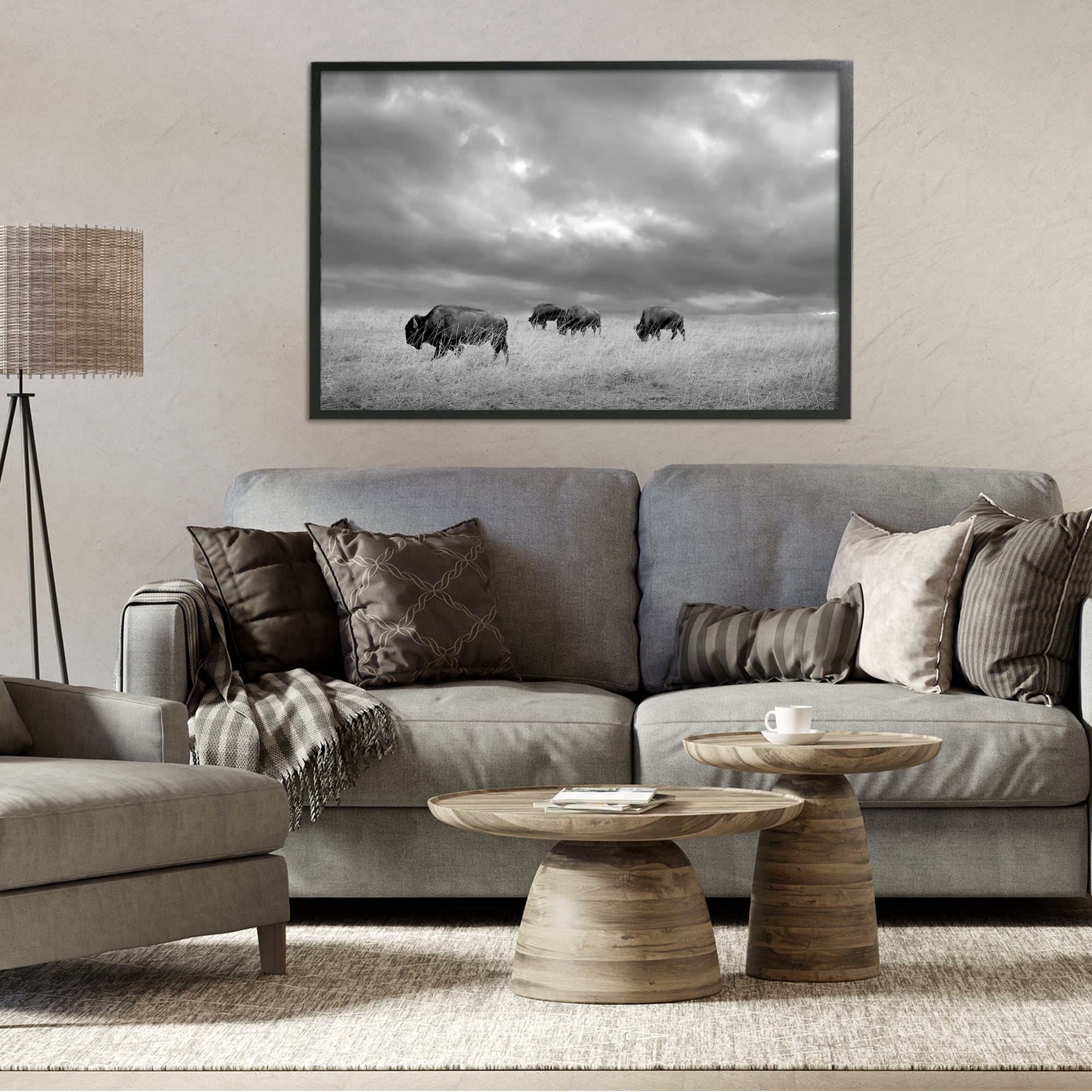 Stupell Industries Bisons Under an Autumn Sky Black Framed Giclee Art, design by Steve Toole