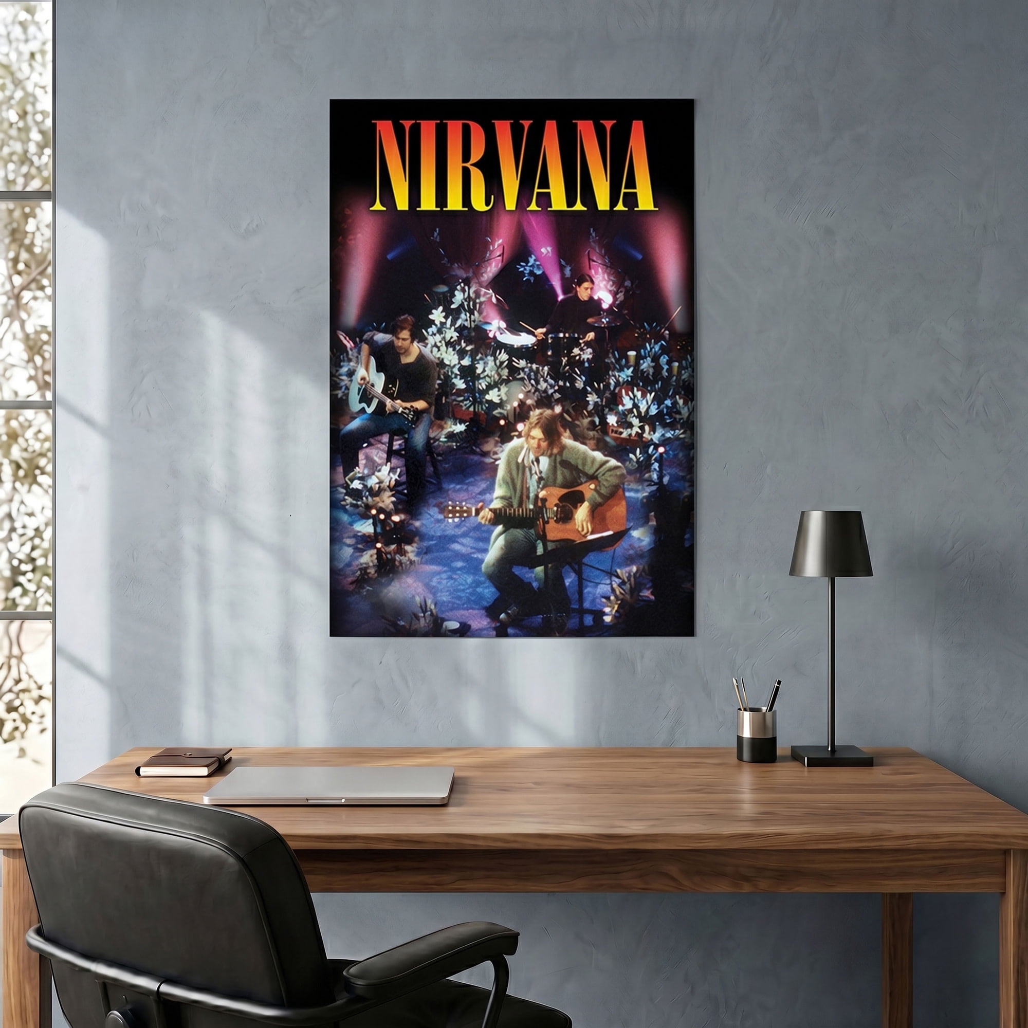 Pyramid : Nirvana: Unplugged - 24x36 Poster, Album Cover Print - Grunge Rock Band Artwork, Licensed Music Wall Decor, Premium Fan Collectible