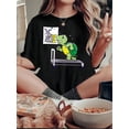 thumbnail image 1 of Women's Fun Turtle & Running Rabbit Graphic Tee - Casual Crew Neck Short Sleeve, Stretchy Polyester Blend, Machine Washable - Perfect for Summer, 1 of 6