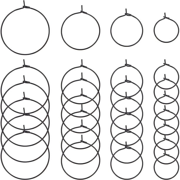 Aros de acero inoxidable chapados en oro de 18 quilates con cuentas, dijes para copas de vino, aros redondos para hacer aretes colgantes.