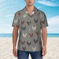 thumbnail image 2 of Xecao Rooster print Hawaiian shirt - a stylish short-sleeve button-down for men, perfect for casual beach and tropical outings., 2 of 9