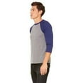 thumbnail image 4 of The Bella + Canvas Unisex 3/4 Sleeve Baseball T-Shirt - GREY/ NAVY TRB - XS, 4 of 4