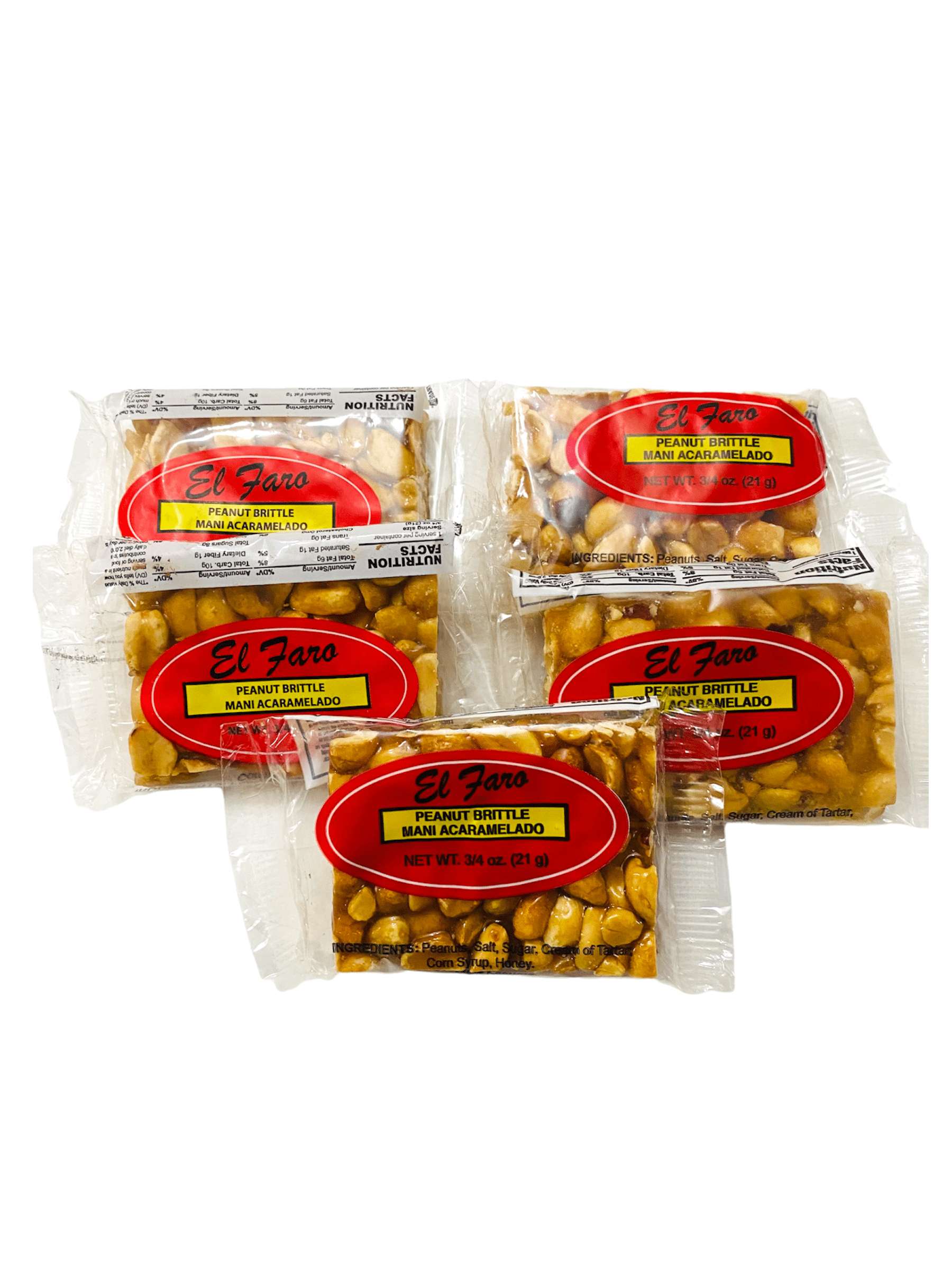 EL FARO AJONJOLI CARAMEL PEANUT / MANI CARAMELADO CANDY/BRITTLE PACK OF 5  21g EACH - Walmart.com