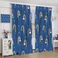 thumbnail image 3 of Boho Rainbow Curtains, Blue Abstract Art Fun Dreamy Colorful Rainbow Clouds Stars Prints Blackout Rod Pocket Window Treatments Drapes for Baby Boys Girls Room Living Room Nursery52x84in, 3 of 6