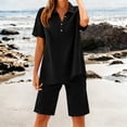 thumbnail image 2 of Women's Cotton Loose Fit Shorts with Elastic Waist, Drawstring Comfortable Casual Summer Shorts, Lounge Beach Outdoor Vacation, Womens | TruHer,Black L, 2 of 9