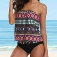 thumbnail image 2 of RotHome Bandeau Tankini Swimsuits for Women Tummy Control Two Piece Bathing Suits Loose Blouson Swim Top for Summer Pool Beach Vacation, 2 of 10