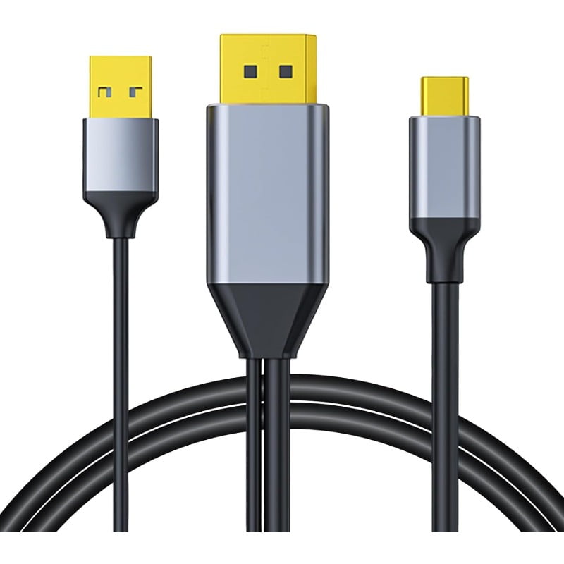 DisplayPort To USB Type C Cable 4K@60Hz Touch Function For Portable Monitors Laptops Aluminum USB Type C Cable DisplayPort To USB C Cable