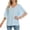 Light Blue, variant on HAiming Summer Tops for Womens Dressy Trendy Split Ruffle 3/4 Sleeve V Neck Blouses Flowy Loose Casual Tunic Shirts