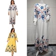 thumbnail image 2 of ZPAQI Middle Eastern Robe Dress Flower Print Middle East Dress Women Islamic Robe, 2 of 20