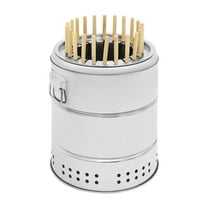 Portable Smokeless Barbecue Charcoal Barrel Grill, Stainless Steel Surround with 22 Skewers and BBQ Grill Cooking Grate