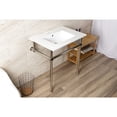 thumbnail image 3 of Kingston Brass KVBH31227W4B6 Templeton 31" Ceramic Console Sink with Brass Legs (8-Inch, 3-Hole), White/Polished Nickel, 3 of 8