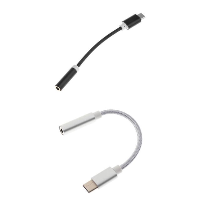 2 piezas de Conector para Auriculares de 3,5mm Accesorios de Música compatible con Móvil Inteligente Hugo Cable de audio tipo C