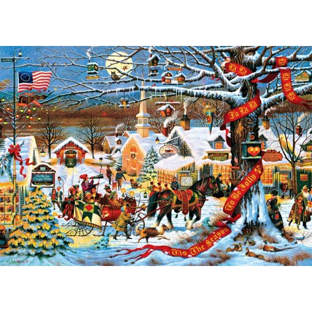 Charles Wysocki Small Town Christmas 300 Piece Jigsaw Puzzle for Adults, Challenging Game Night Puzzle, Finished Size 21.25 x 15.00 Inches