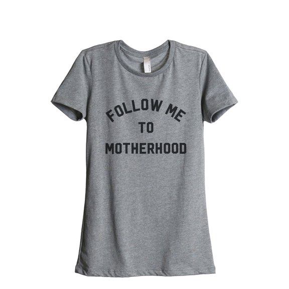 Thread Tank Follow Me To Motherhood Women's Relaxed Crewneck T-Shirt Tee Heather Grey Small