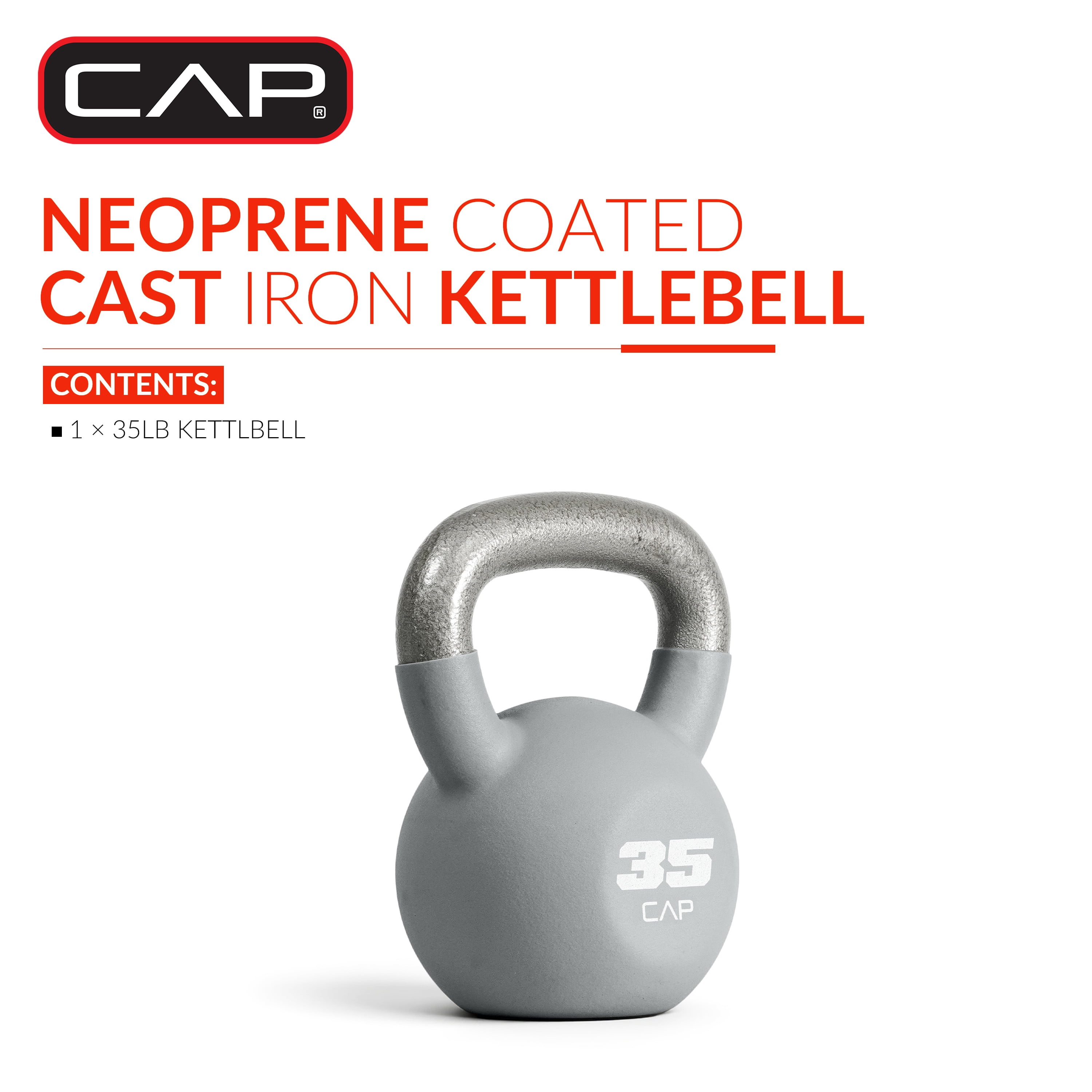 CAP, 35lb Neoprene Coated Kettlebell, Gray