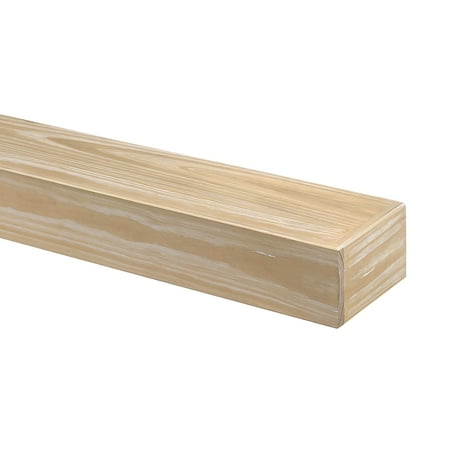 Woodsman 60 Rustic Floating Fireplace Mantel Shelf Solid Wood Beam Look White Wash Finish