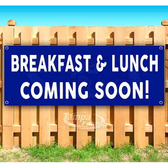 Breakfast And Lunch Coming Soon 13 oz Vinyl Banner With Metal Grommets