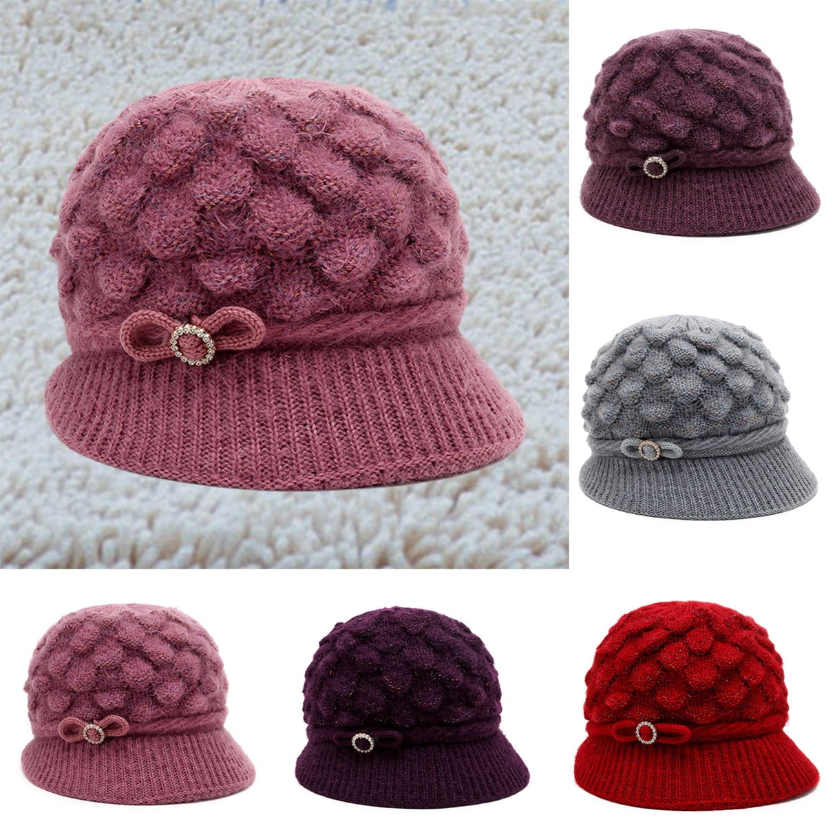 Dress Choice Womens Brimmed Beanie Winter Hats Winter Knit Beanie Hats