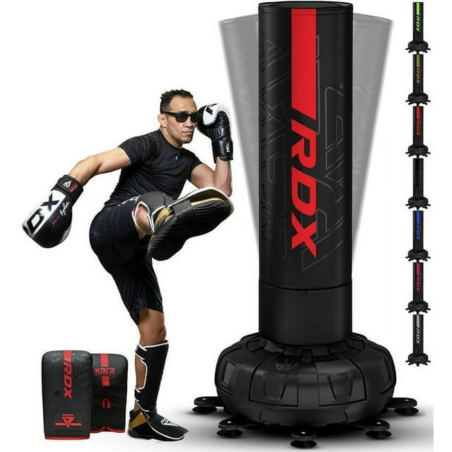 RDX Sac de Frappe Autoportant avec Gants, Sac Piédestal pour Adulte 5 Pi TTG Robuste, Base avec Support à Ventouse 17, Autoportant pour Kickboxing, Boxe, MMA