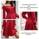 thumbnail image 5 of Vestido Puff Manga Larga Cuello En V Botón Color Puro Vestido Elegante De Moda Para Mujer Vino Rojo S, 5 of 6