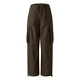 thumbnail image 4 of Vedolay Womens&nbsp;Pants Womens Pants With Pockets High Waist Leisure Pants For Women,Brown XS, 4 of 5