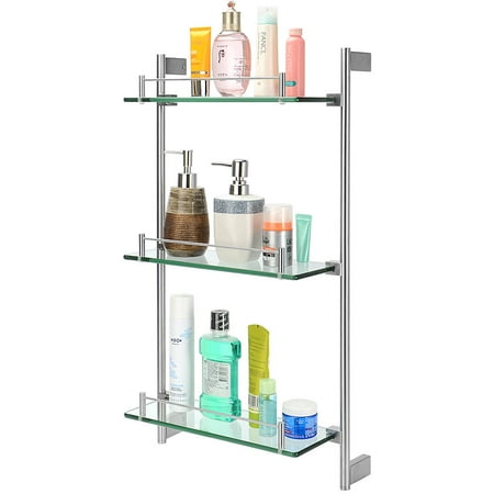 Livingbasics Bathroom Glass Shelf 3 Tiers Wall Mounted Shower 304 Stainless Steel Rail Canada