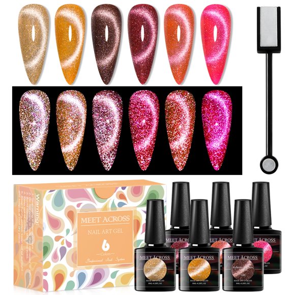 Esmalte de uñas MEET ACROSS Amber Crystal Cat Eye, 6 colores