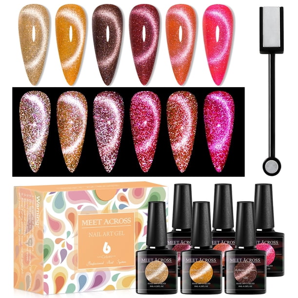 Esmalte de uñas MEET ACROSS Amber Crystal Cat Eye, 6 colores