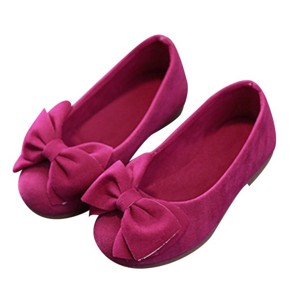 Gyujnb Bowknot Mary Jane Dress Shoes Pull on Flat Casual Shoes (Girls),7