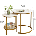 thumbnail image 5 of LENLN Modern Industrial Simple Nesting and Storage Shelf Metal Round End Table, White (Set of 2), 5 of 5