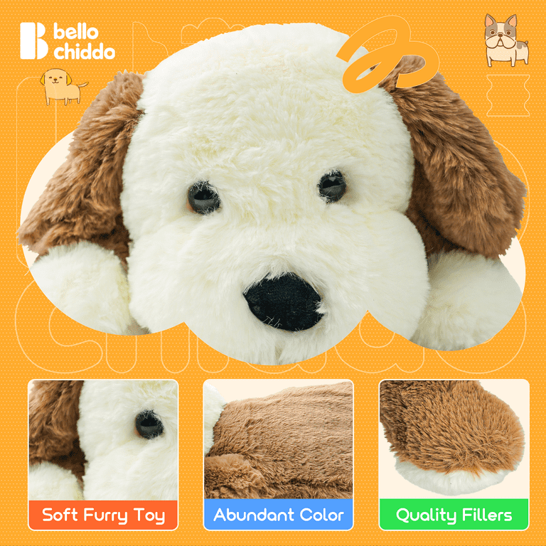 16'' Stuffed Animal, Bellochiddo Soft Plushies Dog Plush Toy Dog Toy  Stuffed Animals for Kids, Brown 