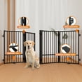 thumbnail image 4 of 32''Height Full Matel Freestanding Dog Gate with Door,  4 Panels Extra Wide Free Standing Tall Dog Gates for Doorways,House,Stairs,Porch,Deck,Yard, 4 of 6