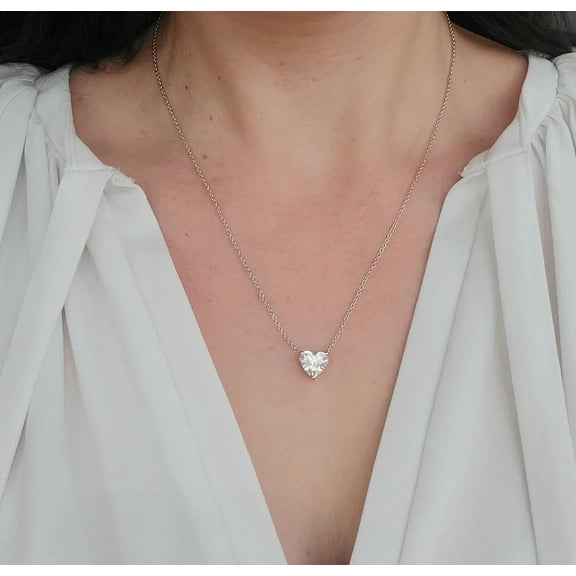 Lab Created 2.00 Cts Heart Shape Lab Craeted Diamond Gold Pendant 14k White Gold Plated