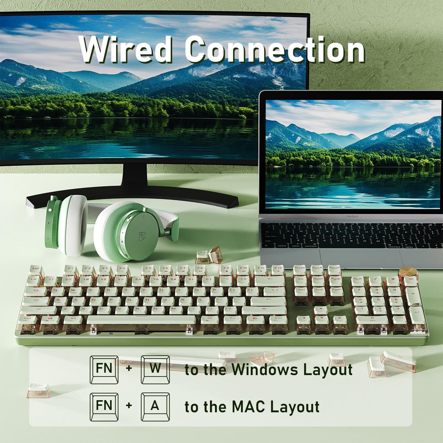 Typewriter Style Mechanical Gaming Keyboard, Wired Mechanical Keyboards,104 Keys Backlit LED Keyboards, Media Control Knob, Wired Computer Keyboard Pink Switch for Windows/Mac/PC-Purple