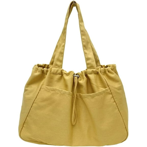CoCopeaunt Women Girls Chic Canvas Tote Bag Casual Large Shoulder Bag Hobo Handbag Drawstring