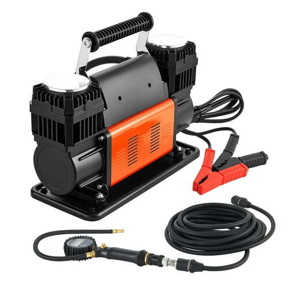 KFFKFF Dual-Cylinder Portable Air Compressor, 10.6CFM 12V 150PSI Tire Inflator with Digital Gauge & Adapters for Cars, Trucks, SUVs, RVs, and Off-Road Vehicles