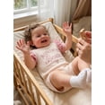 thumbnail image 6 of BemeyourBBs Auntie's Bestie Baby Girl Summer Clothes 0 3 6 12 18 Months Waffled Romper Infant Baby Girls One Piece Outfit Casual Letter Embroidered Ruffled Trim Short Sleeve Jumpsuit Shorts, 6 of 9