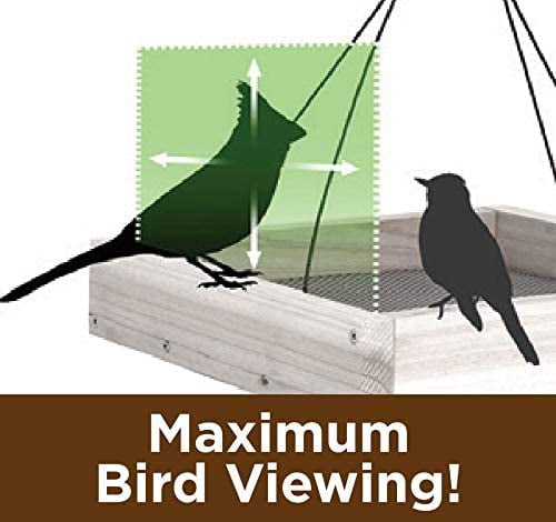 Eactive Premium Cedar Platform Tray Bird Feeder with Removable Rust-Free Tray and Cable, all Season Bird Feeder