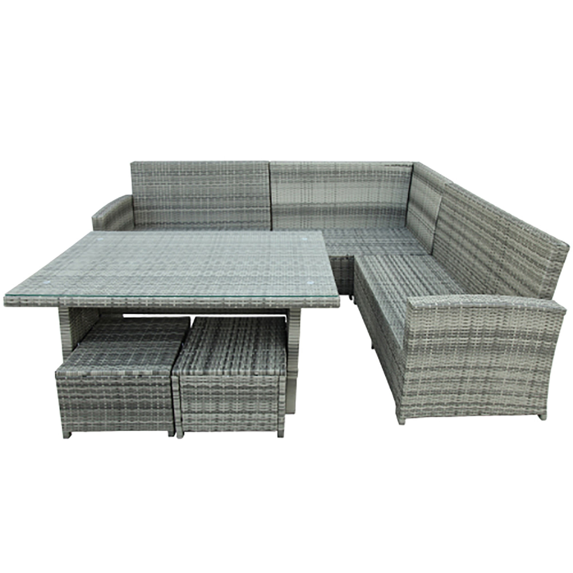 Kadyn 6-Piece Patio Furniture Set with Table and Bench for Backyard, Garden and Pool (Gray)