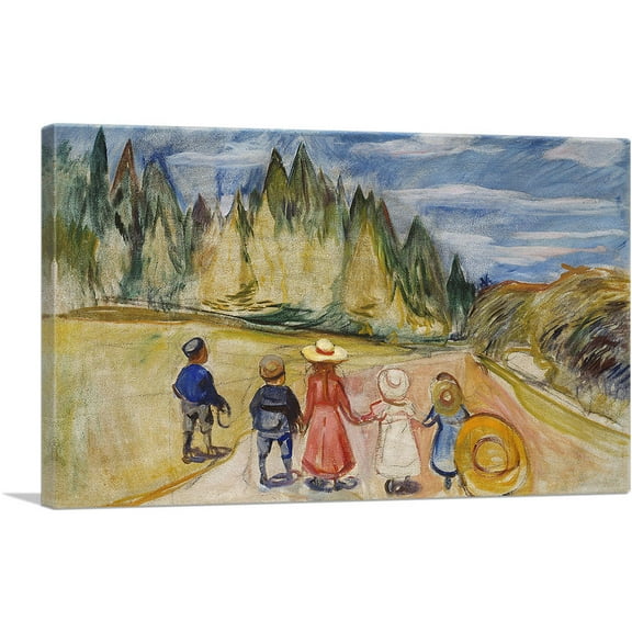 ARTCANVAS The Fairytale Forest 1902 Canvas Art Print by Edvard Munch - Size: 26" x 18" (0.75" Deep)