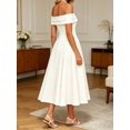 thumbnail image 6 of White Off-Shoulder Fit & Flare Midi Dress For Women, 6 of 8