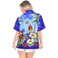 thumbnail image 2 of HAPPY BAY Women's Funky Vacation Beach Blouse Short Sleeve Tops Tropical Hawaiian Shirts for Women L Denim, Tropical Parrot, 2 of 6
