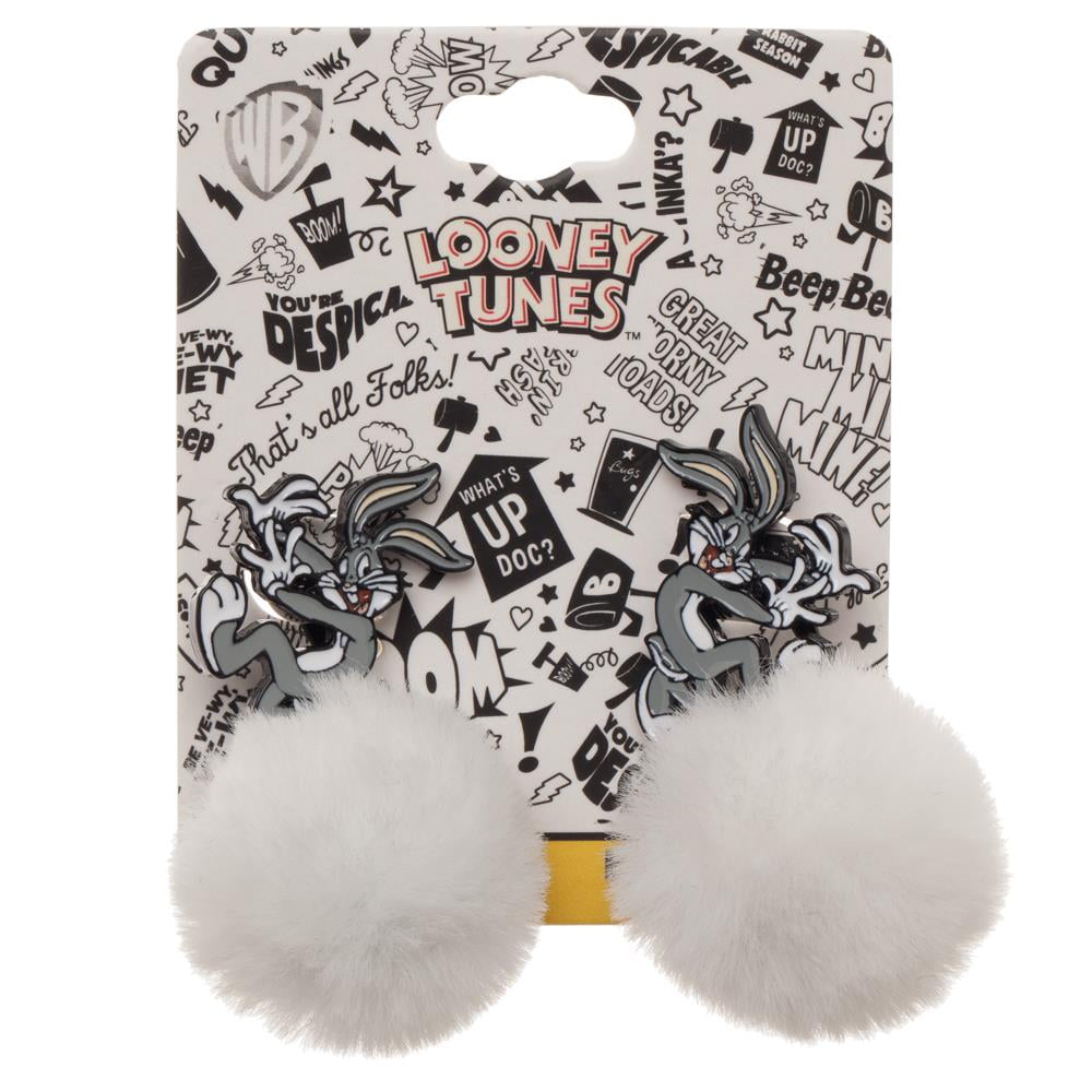Bioworld Bugs Bunny Earrings Looney Tunes Jewelry Pom Pom Earrings