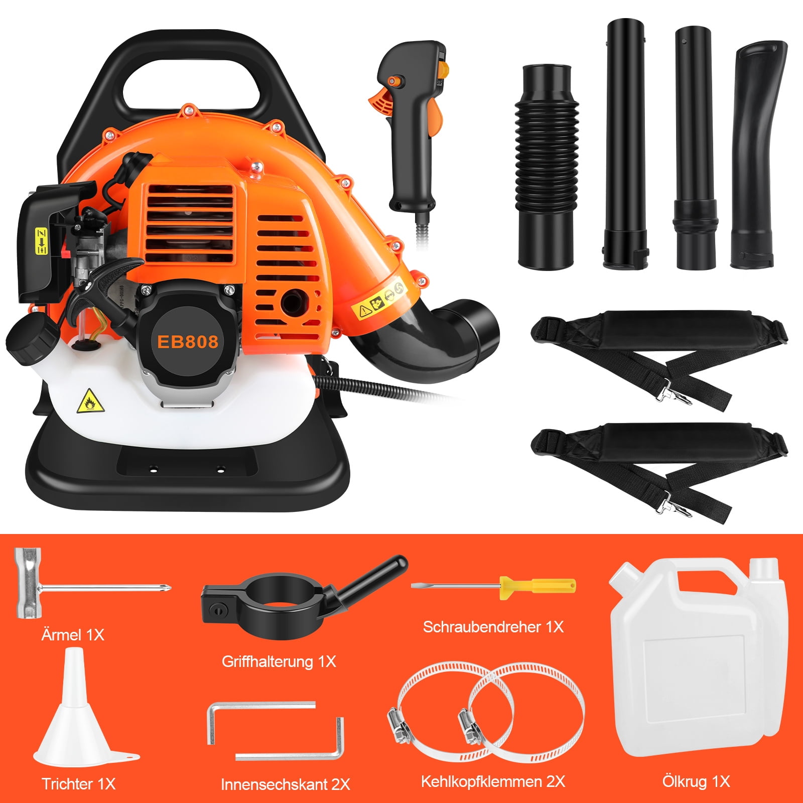 43CC Backpack Gas Powered Leaf Blower, 665CFM 2800 RPM 2-Stroke Powerful Lightweight Gasoline Grass Lawn Blower with 1.7L Fuel Tank for Yard Lawn Care, Snow Removal