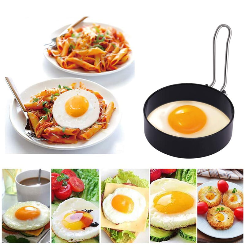 4 Pack Stainless Steel Egg Ring Molds With Non Stick Metal Shaper Circles For Fried Egg McMuffin Sandwiches,Frying Or Shaping Eggs,Breakfast Household Kitchen Cooking Tool Omelette Egg Ring