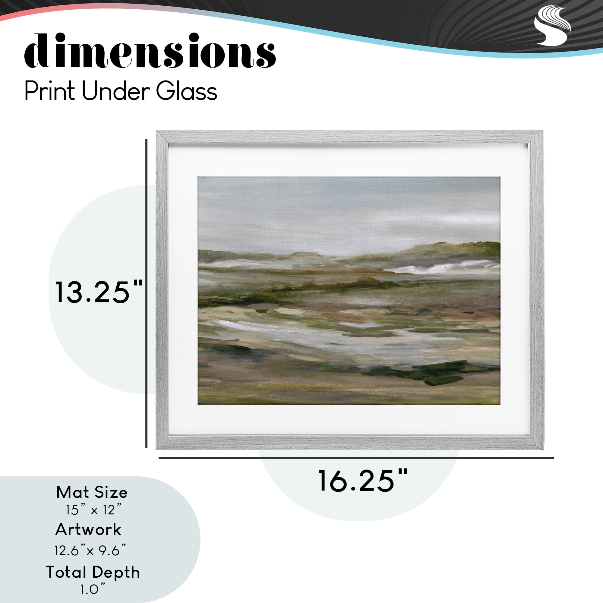 Stupell Industries Natural Meadow Abstract Horizon Gray Framed Print Under Glass, design by Carol Robinson