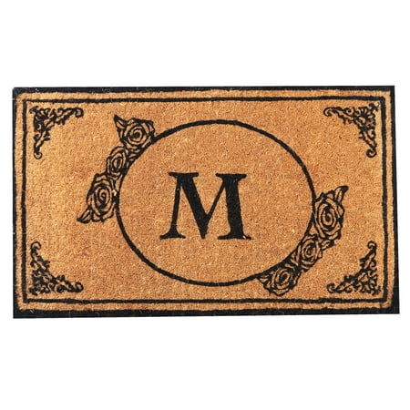 Envelor Home And Garden Handwoven Personalized Monogram Letter M Extra Thick Doormat Customized Outdoor Rug Durable Coco Mat Welcome Mat Entryway Door
