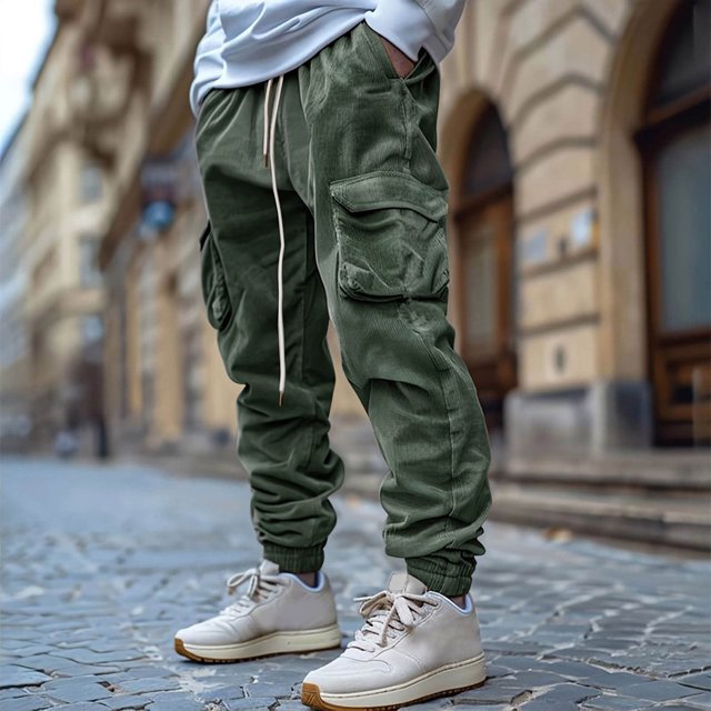 Pantalon Cargo pour Homme Rétro Coupe Ample Coupe-Vent Pantalon de Travail pour la Randonnée en Plein Air Confort Décontracté et Activités Quotidiennes