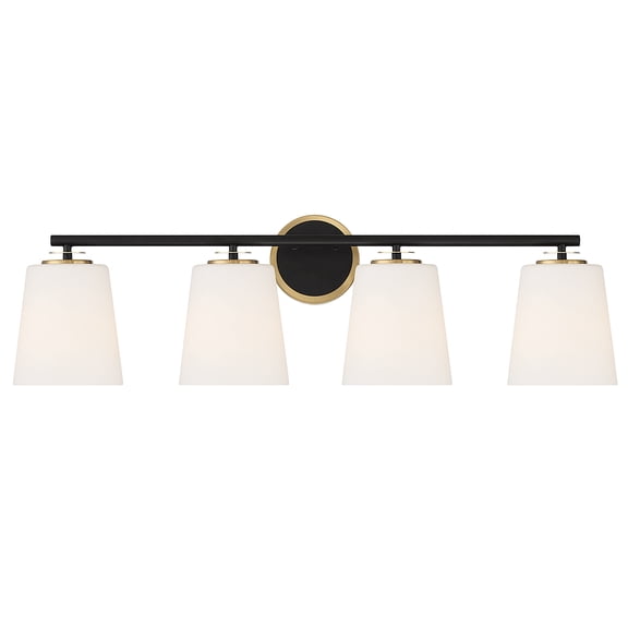 Trade Winds Nell 4-Light Bathroom Vanity Light in Matte Black and Natural Brass