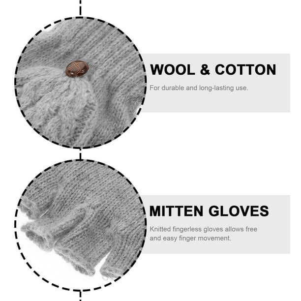 Women's Gloves Fingerless Mittens - Ladies Gloves Winter Warm Knit Fingerless  Gloves Wool Mittens Flap Cover Texting Gloves（Beige） 